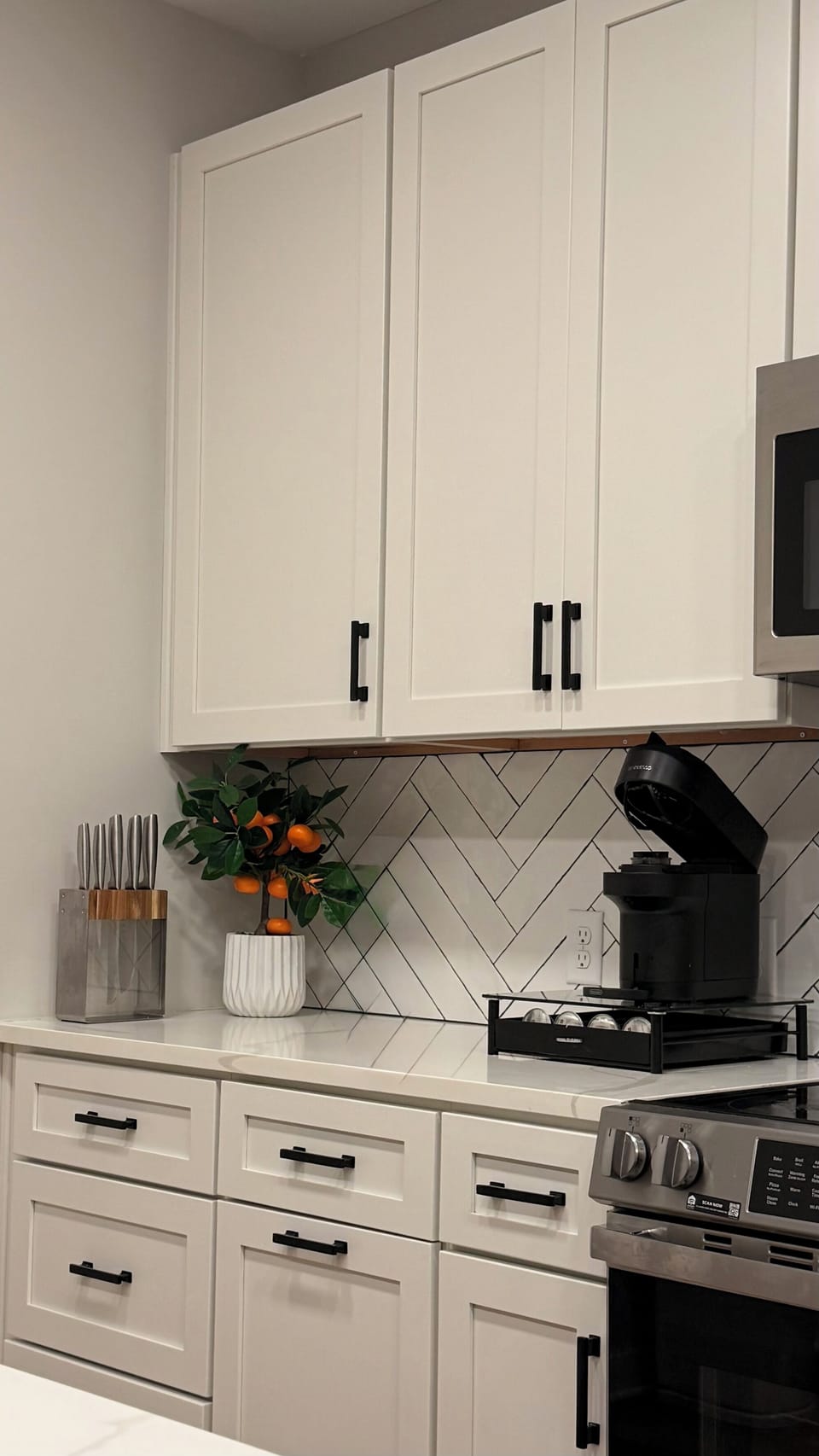 Kitchen in loft, comes with Nepresso pods and complimentary spring water. 