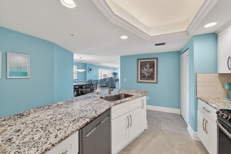 Large granite counter island