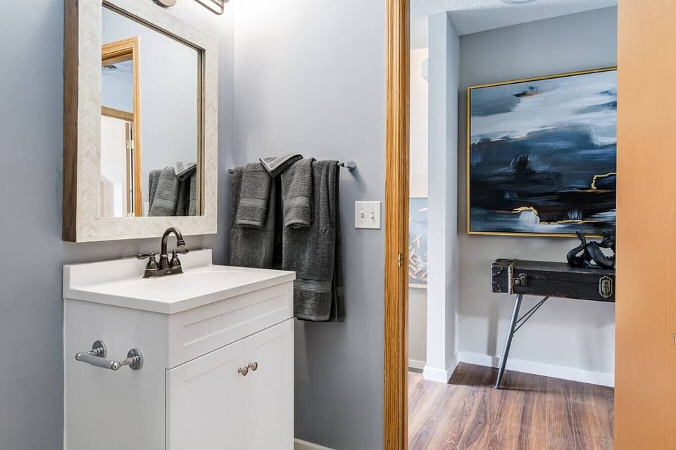 Updated bathroom off hallway