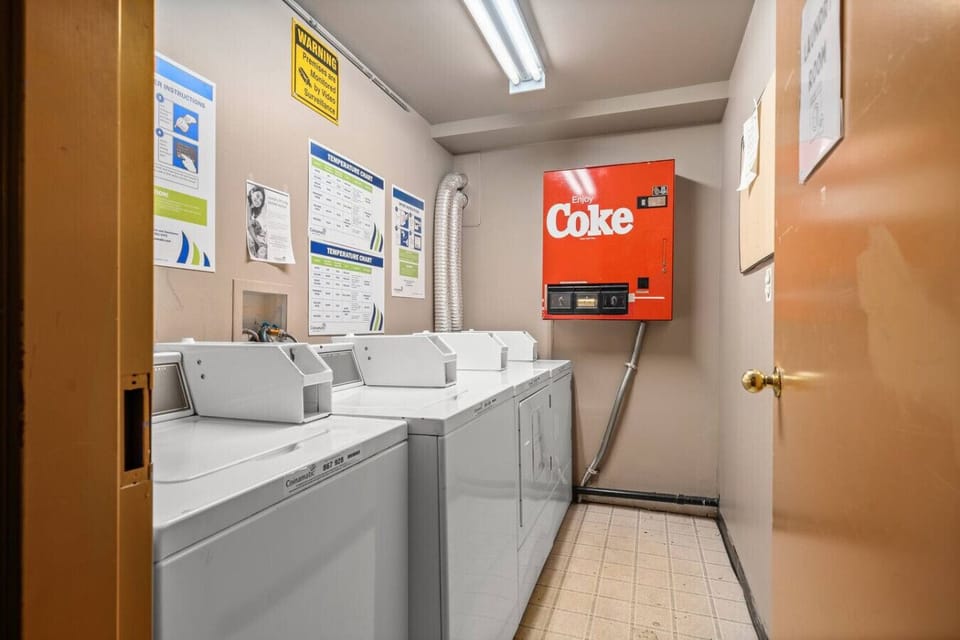 Paid laundry area.