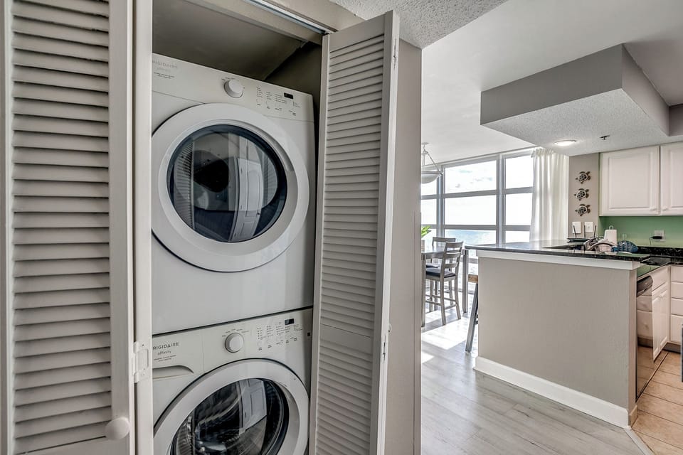 Washer and dryer included within the unit for your convenience.