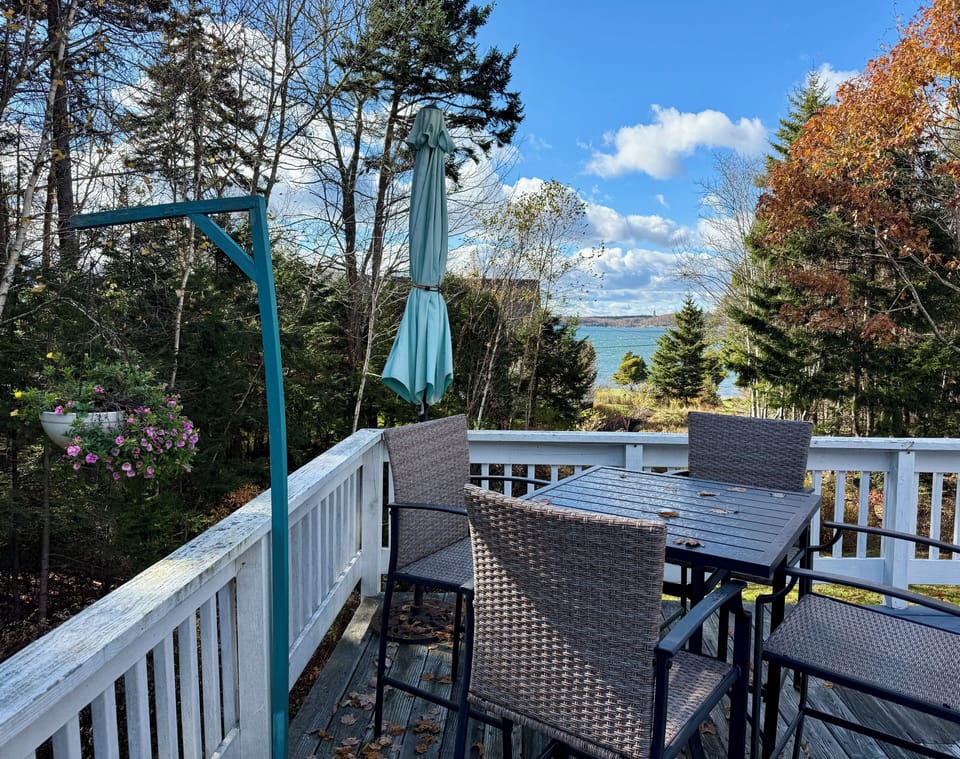 Enormous deck with seating for 10, gas grill, views and privacy.