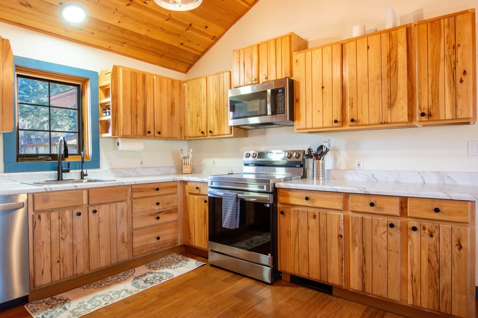 Fully equipped kitchen for group meals, coffee, and easy mornings