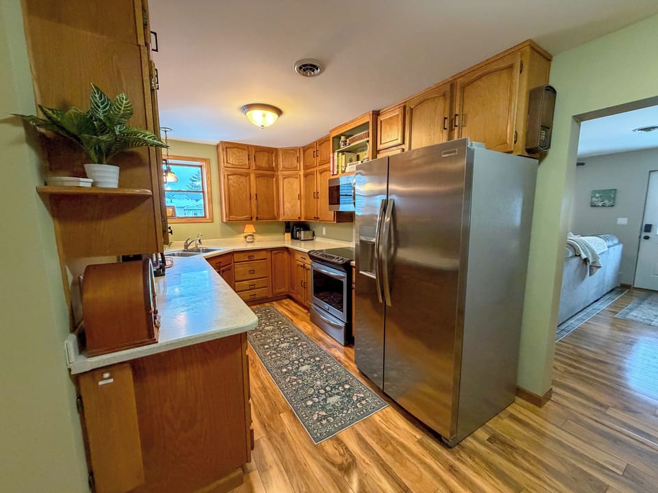 Fully stocked kitchen including all small and large appliances.
