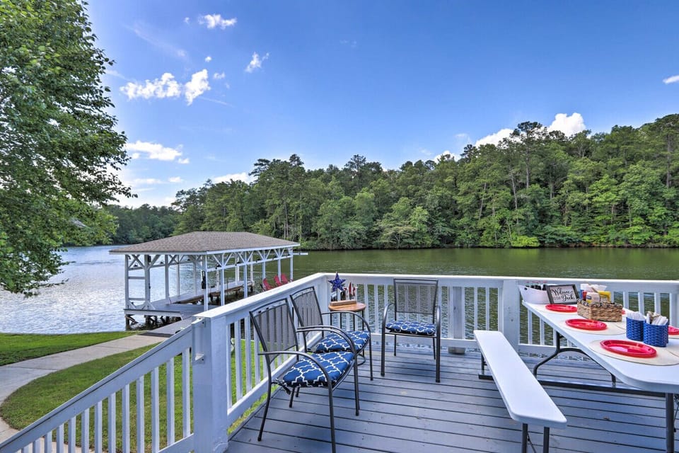 This now shaded deck is a great place to eat a meal.