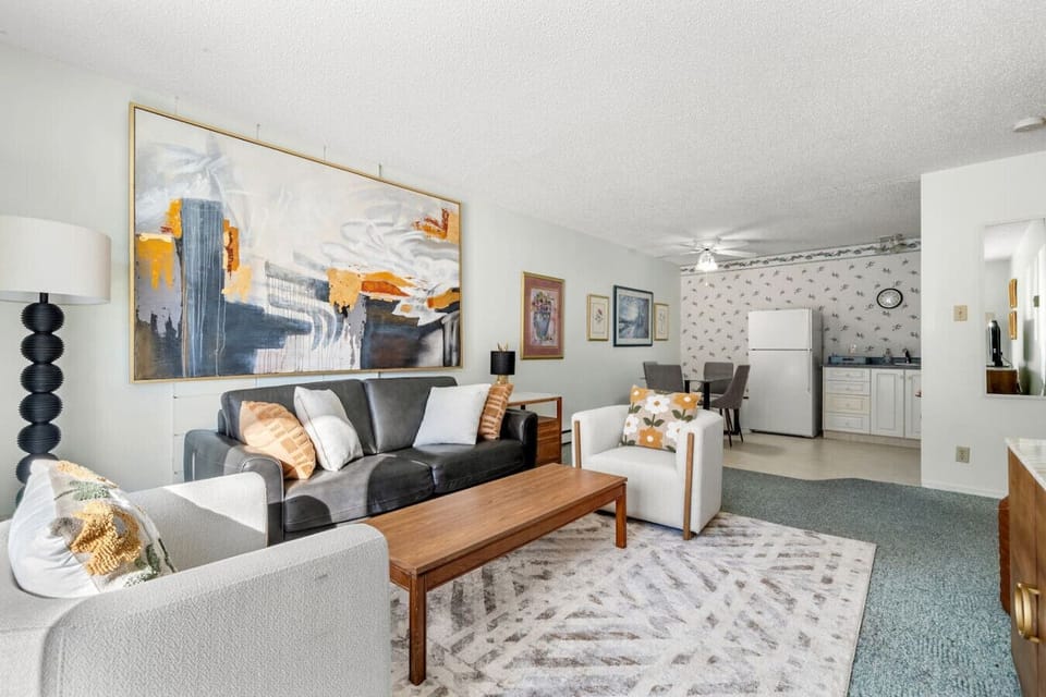 Living area with sofa bed.