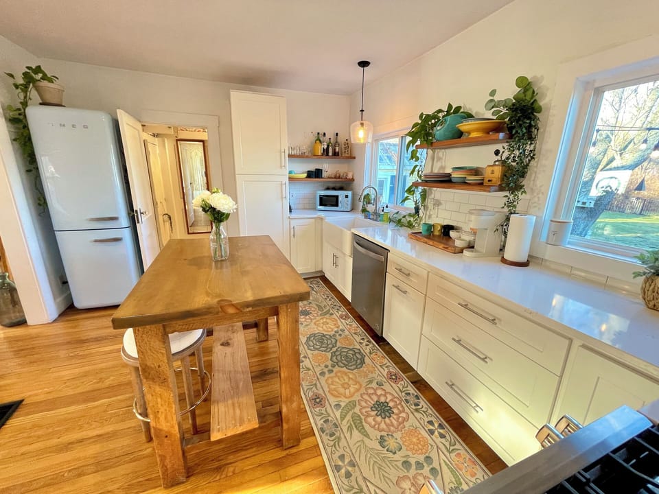 Full Kitchen with island seating for two.