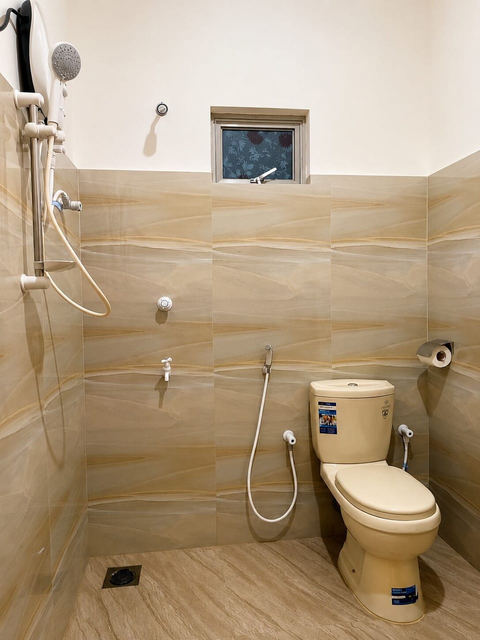 Shower, slippers, towels
