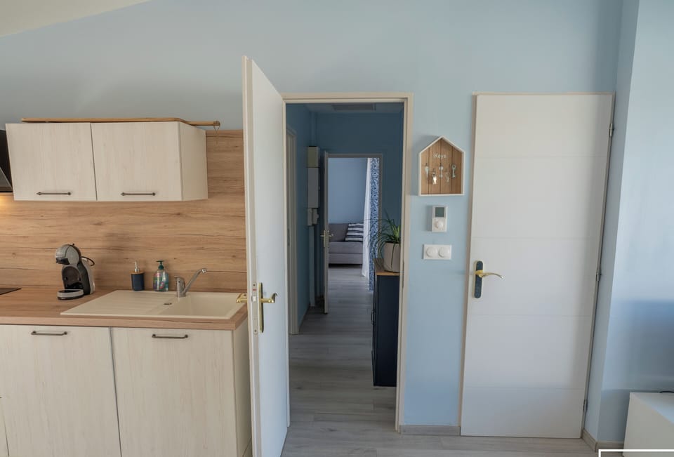 Kitchen opening onto the living area