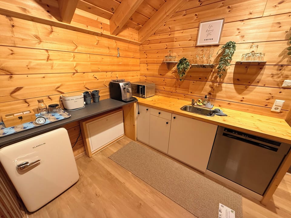 Shared fridge, microwave, highchair