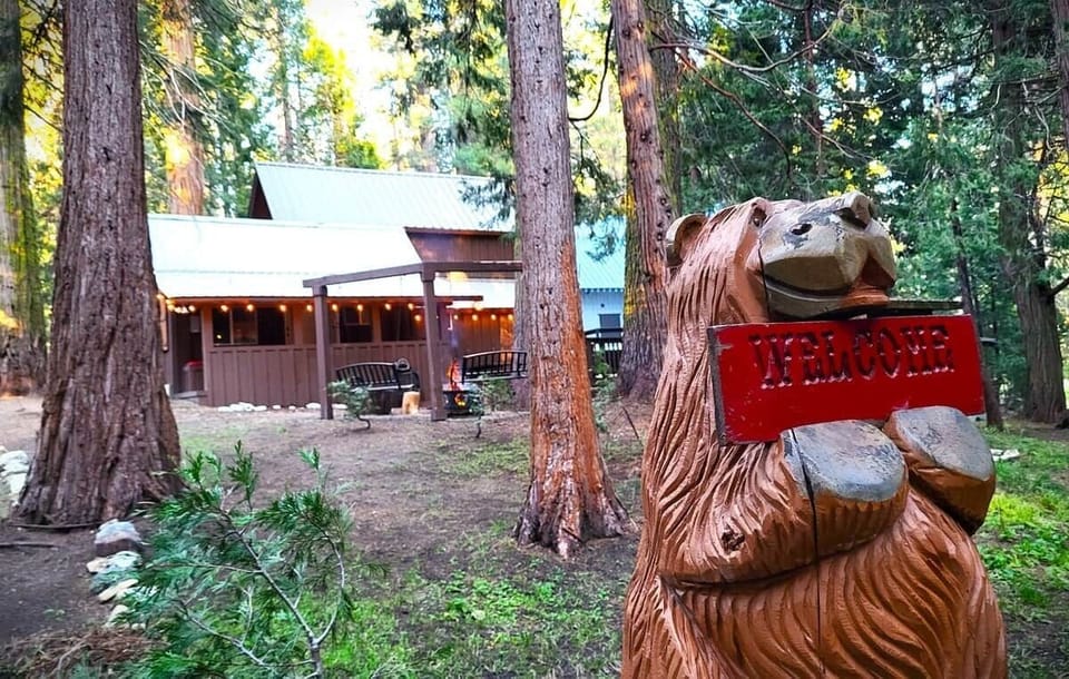 bear statue in front yard