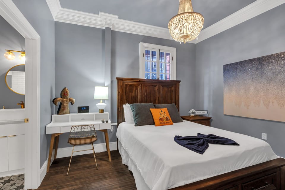 Bright, serene bedroom with local charm