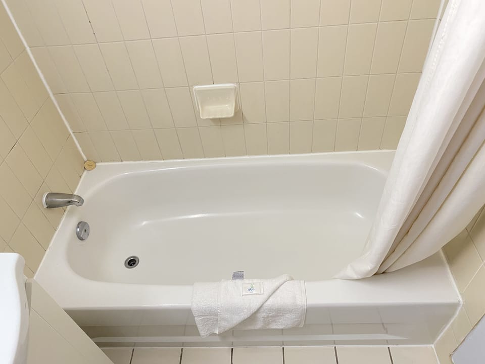 Standard Room, 1 Queen Bed | Bathroom | Combined shower/tub, free toiletries, hair dryer, towels
