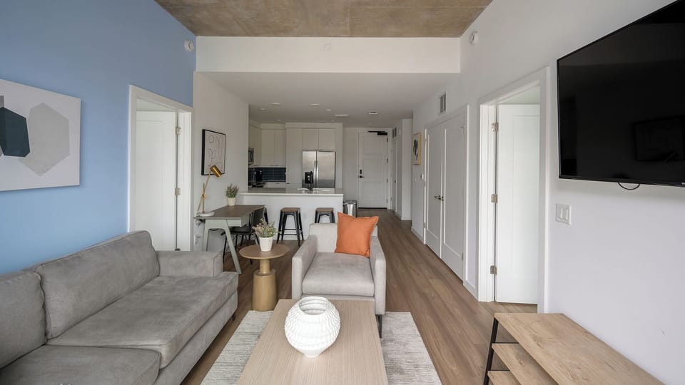 Apartment (2 Bedrooms) | Living area | 50-inch Smart TV with digital channels, foosball