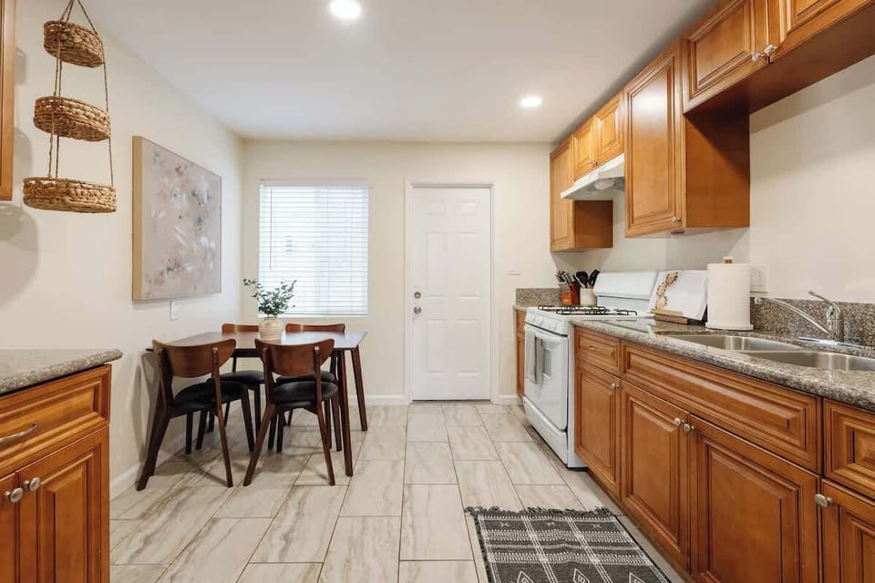 The cozy dining area doubles as a quiet workspace with free WiFi included