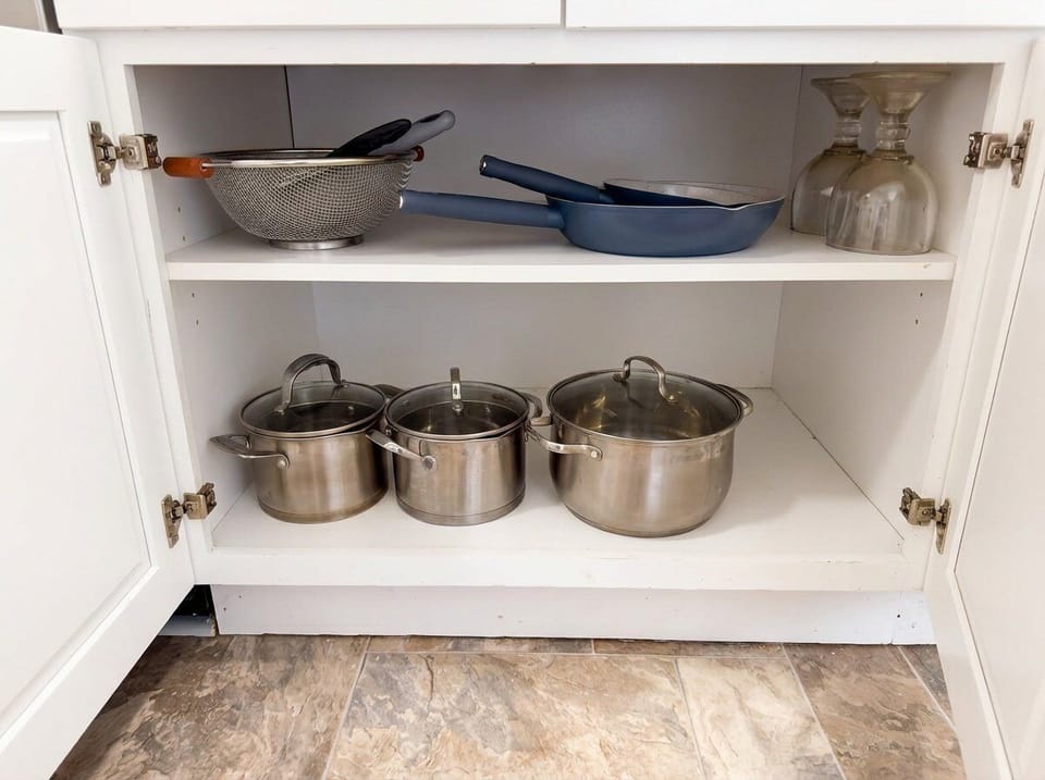 Cookware and pots provided for long-term stays