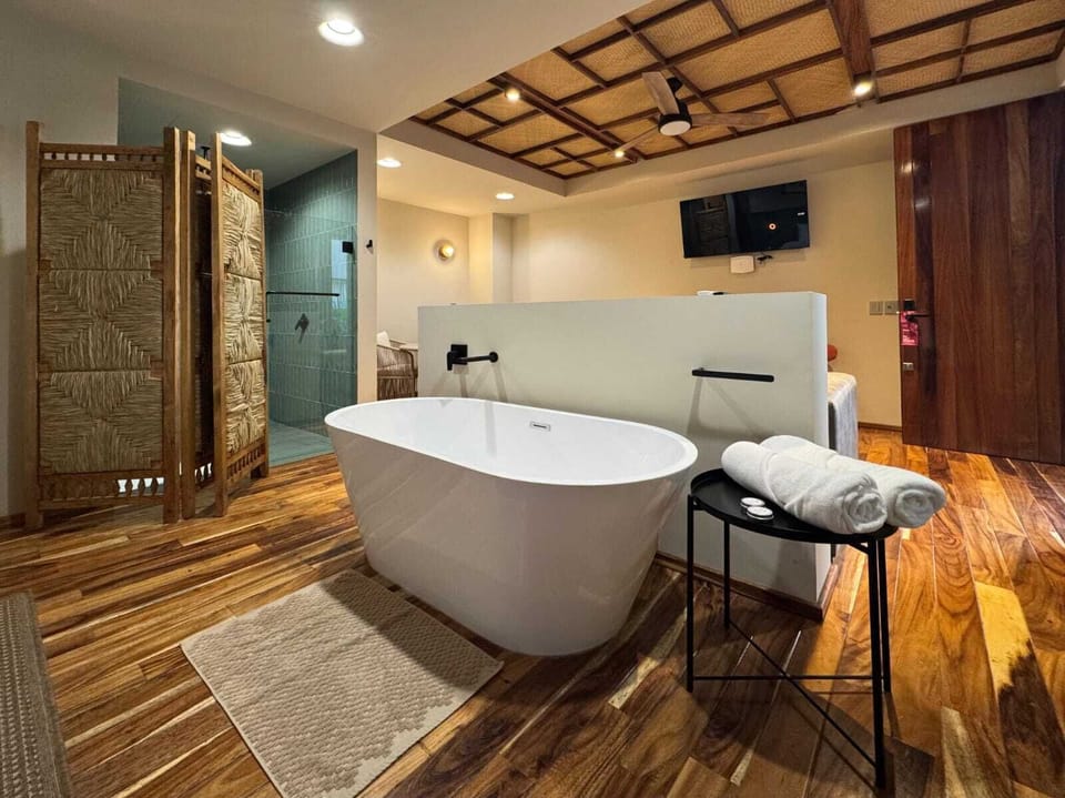 Classic Room | Bathroom | Shower, hair dryer, towels, soap
