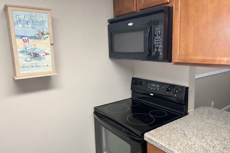 Stove, oven, and microwave for your convenience.