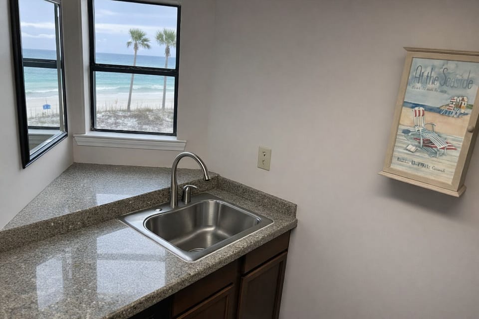 Kitchen with a view of the Gulf.