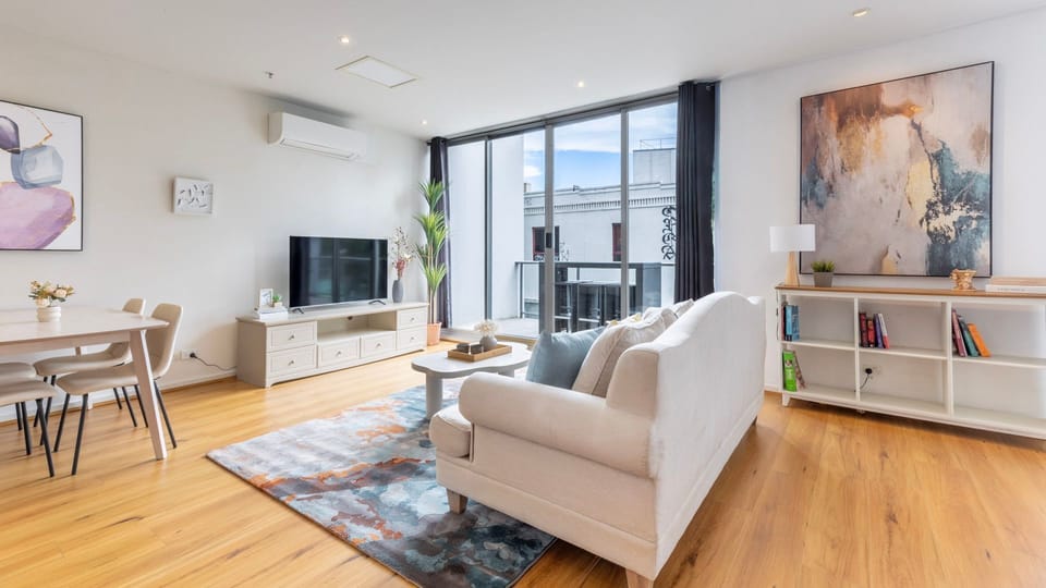 Bright open-plan space with modern furnishings