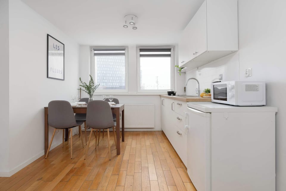 Kitchen and dining area overview.
