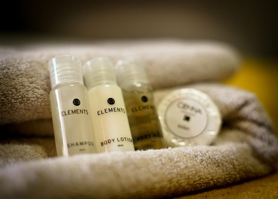 Free toiletries, towels