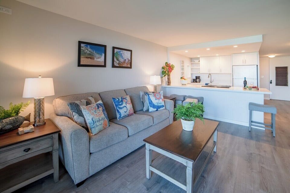 Living room features sleeper sofa, perfect for extra sleeping arrangement