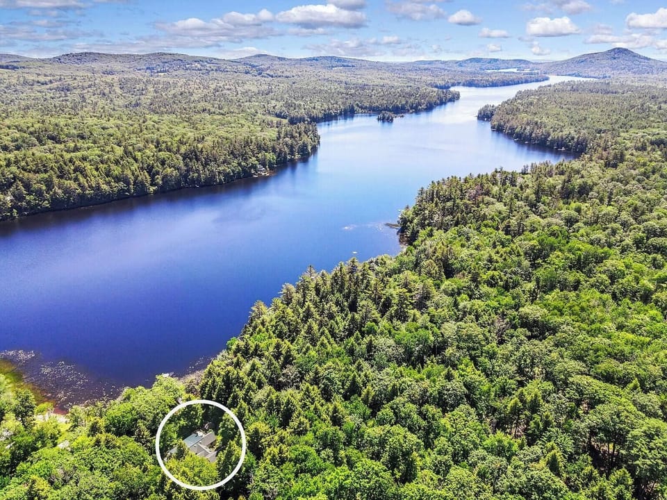Beautiful lake has islands with unique granite boulders,