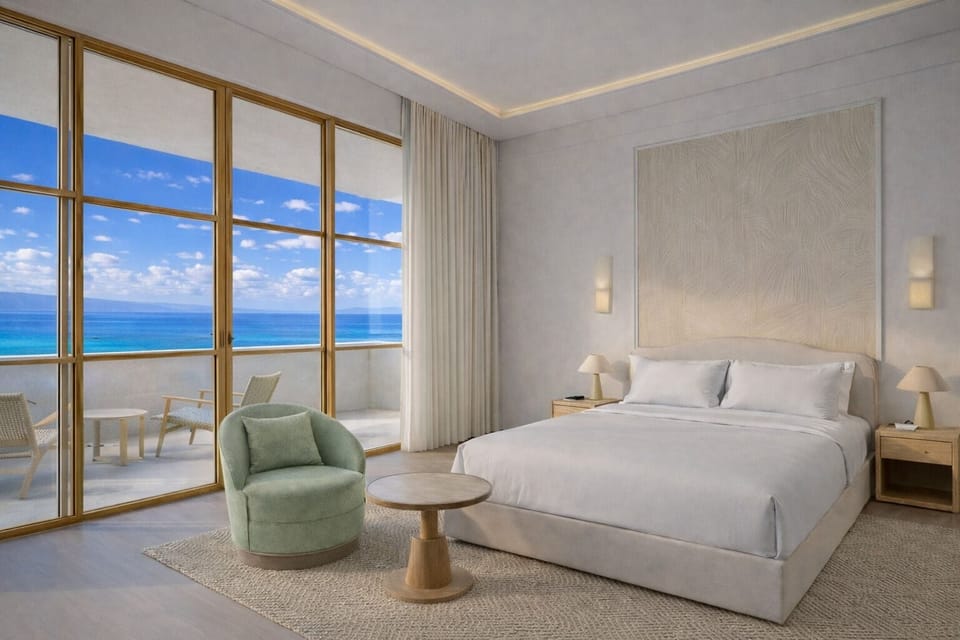 Superior Double Room, Balcony, Sea View | Free minibar, in-room safe, desk, blackout drapes
