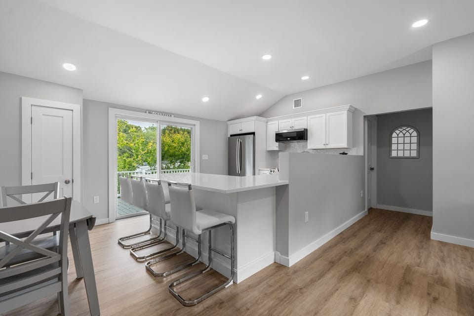 Open plan living room and kitchen.