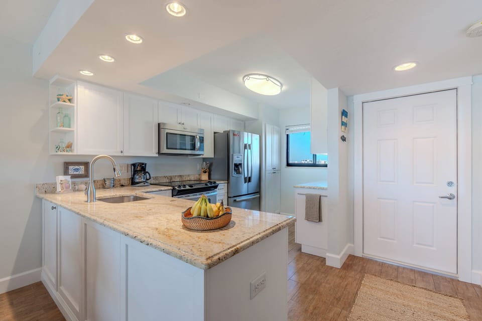 Beautiful kitchen with lots of counter space.