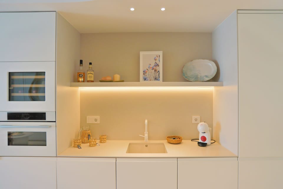 Full-size fridge, microwave, oven, stovetop