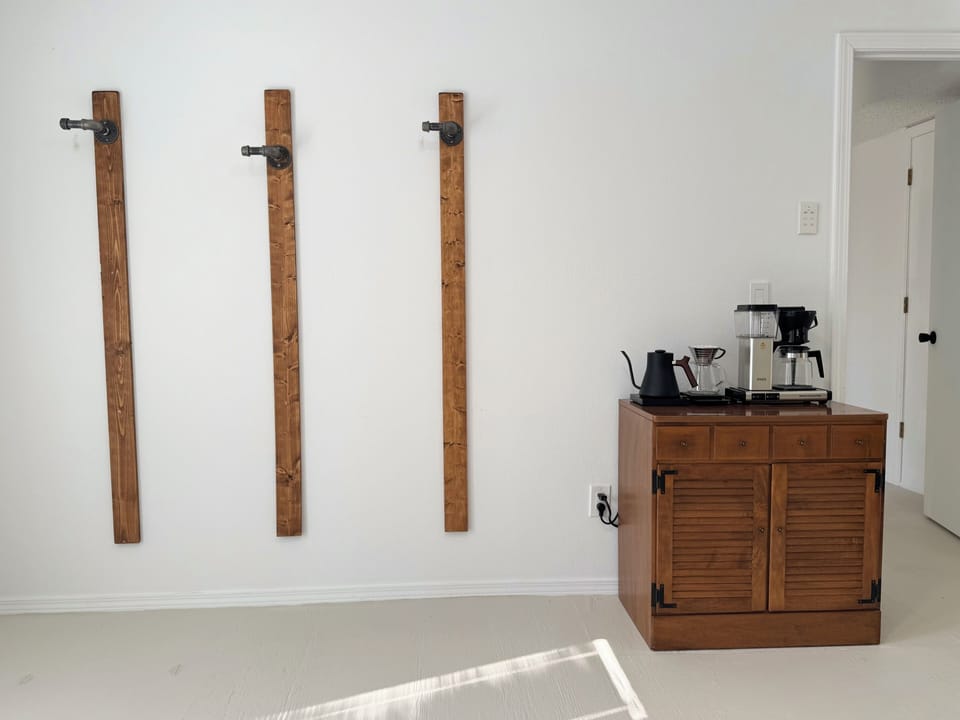 Specialty coffee bar and wall mounted bike storage. Fuel up and hit the trails!