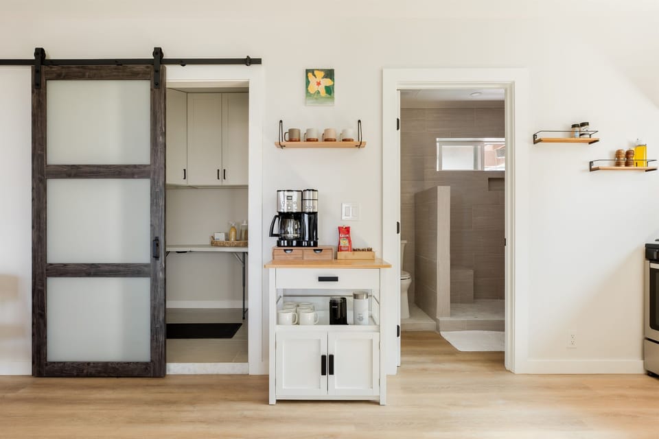 coffee bar with drip coffee and Keurig