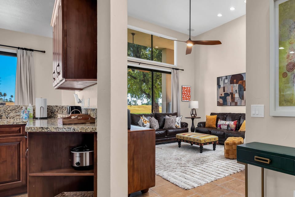 Comfortable living room and kitchen adjacent to each other