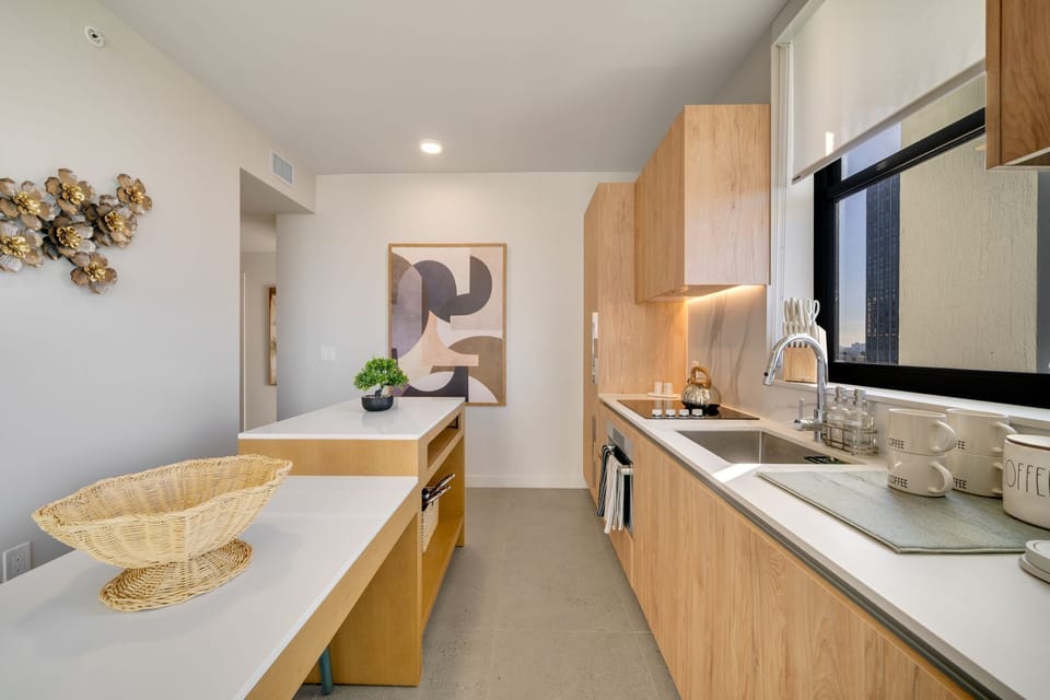 Kitchen view with ample counter space