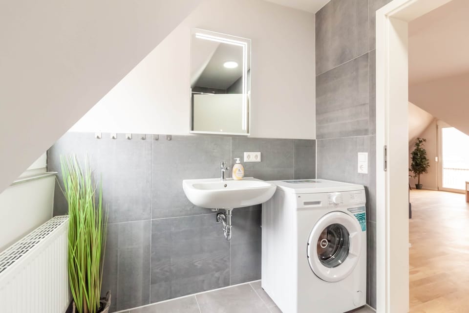 Bathroom with washing machine