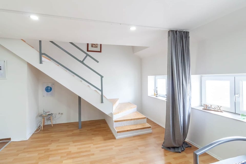 The stairs to the upper floor
