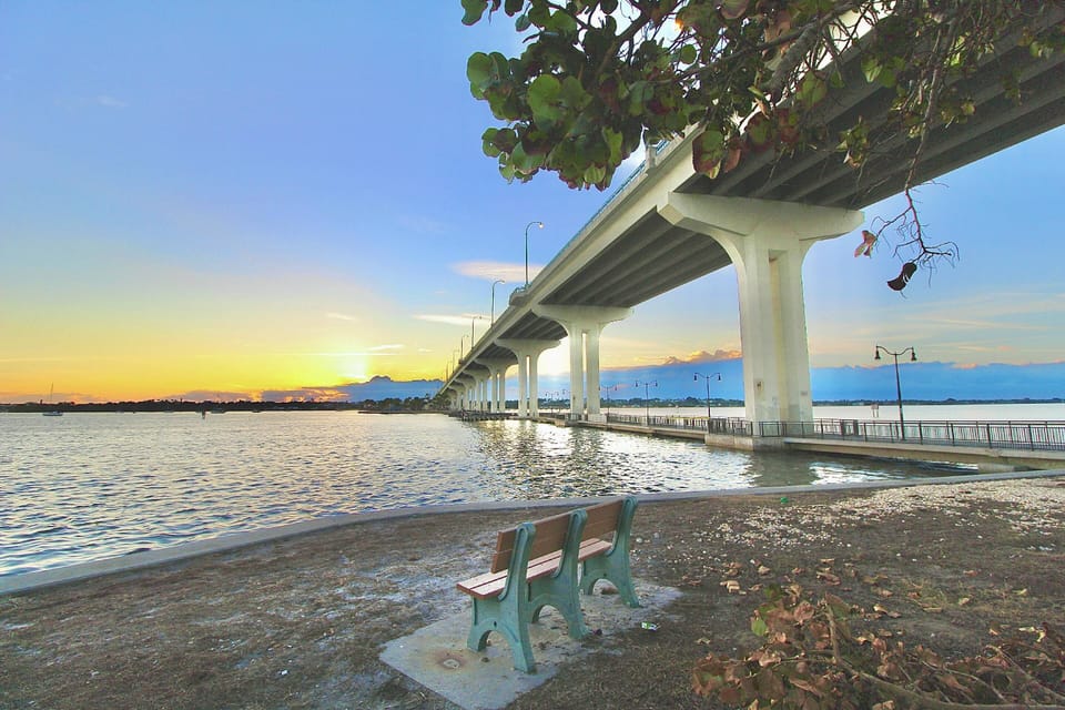 Watch stunning sunsets from so many spots in Jensen Beach. This is the view at the Jensen Beach Causeway Park…