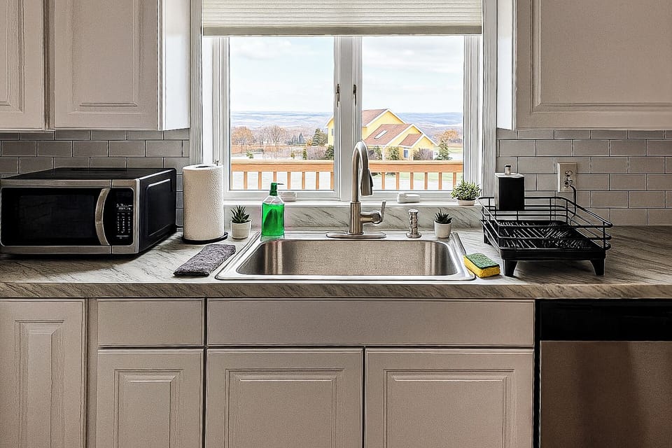 Fully equipped kitchen with everything needed for cooking and entertaining.