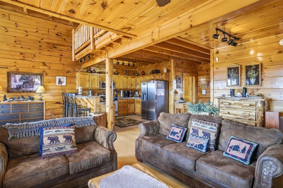 Cozy living room with plush seating and warm ambiance
