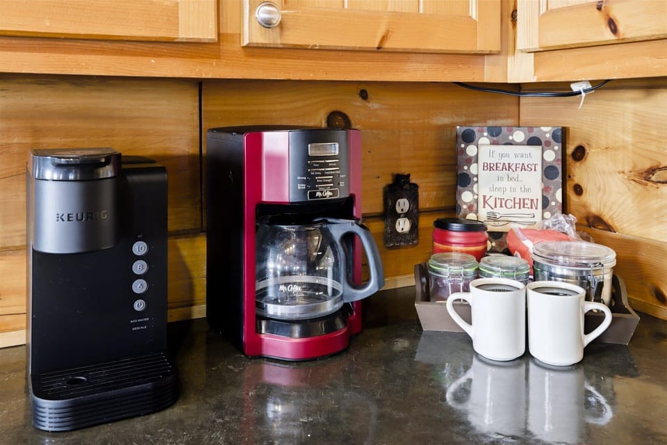 Start your morning right with a fresh coffee setup and peaceful cabin vibes