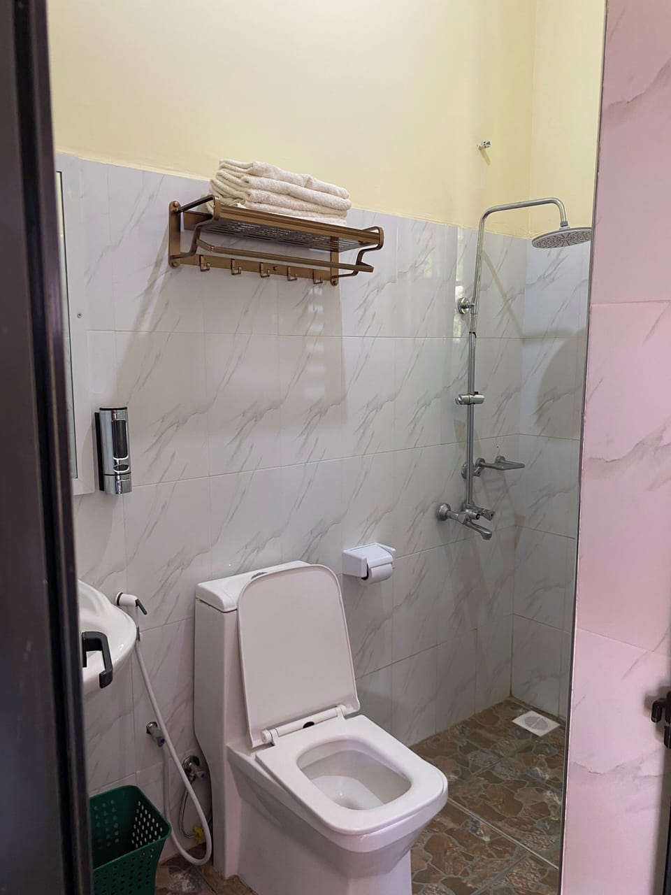 Deluxe Triple Room, Garden View | Bathroom | Shower, slippers, towels, soap