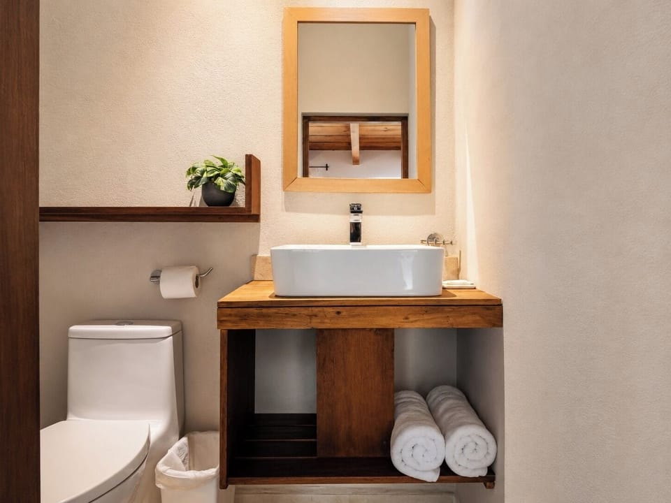 Shower, free toiletries, towels