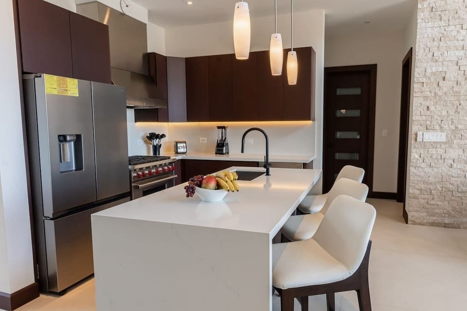 Fully equipped kitchen with modern appliances