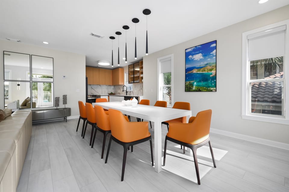 Seating for 10 at the Dining Table + Additional Seating in the Living Room and Covered Patio