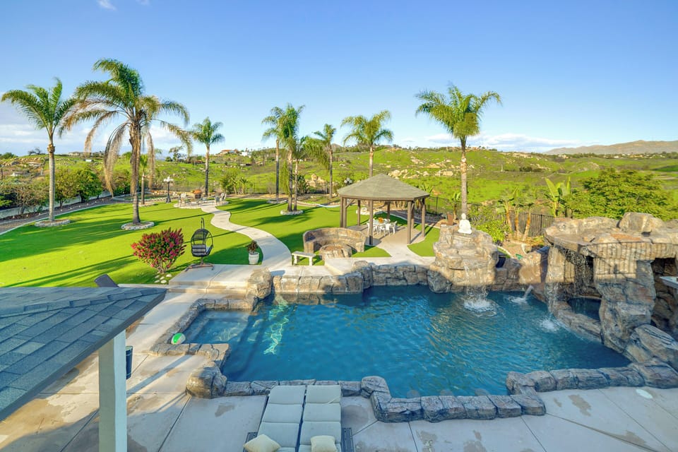 Aerial View of Backyard | Pool & Hot Tub | Gazebo