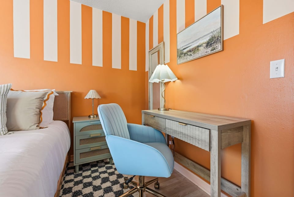 Your personal command center. Whether it's for planning your day's adventures or wrapping up a work call, this desk is a convenient and comfortable spot.