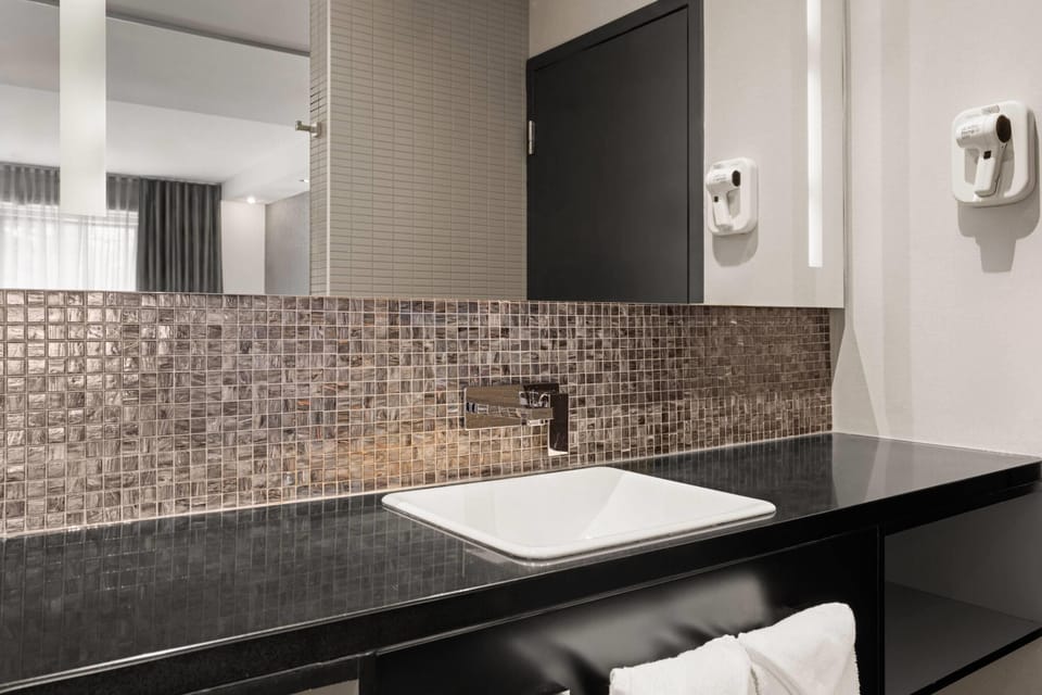 Deluxe Suite, 1 Queen Bed, Non Smoking | Bathroom | Free toiletries, hair dryer, towels, soap