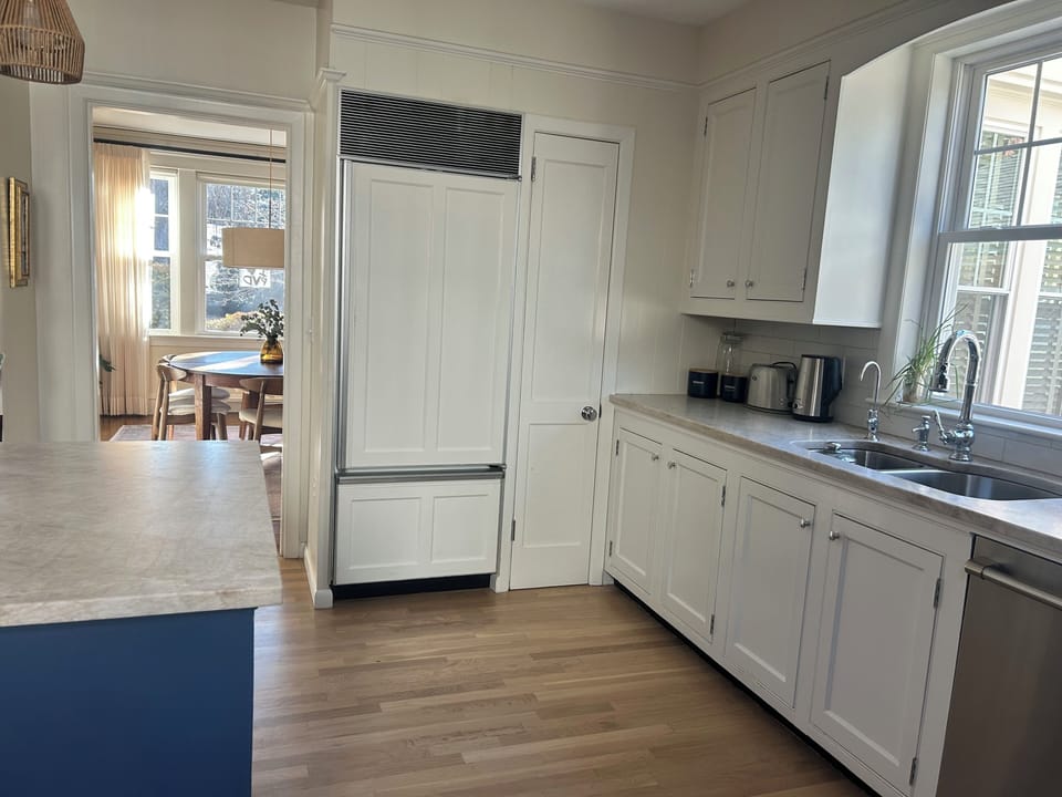 Fridge with path to main dining room 